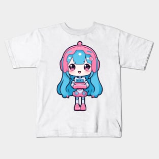 Cute bubblegum robot girl Kids T-Shirt